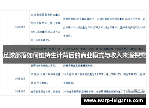 足球部落如何维持生计背后的商业模式与收入来源探索